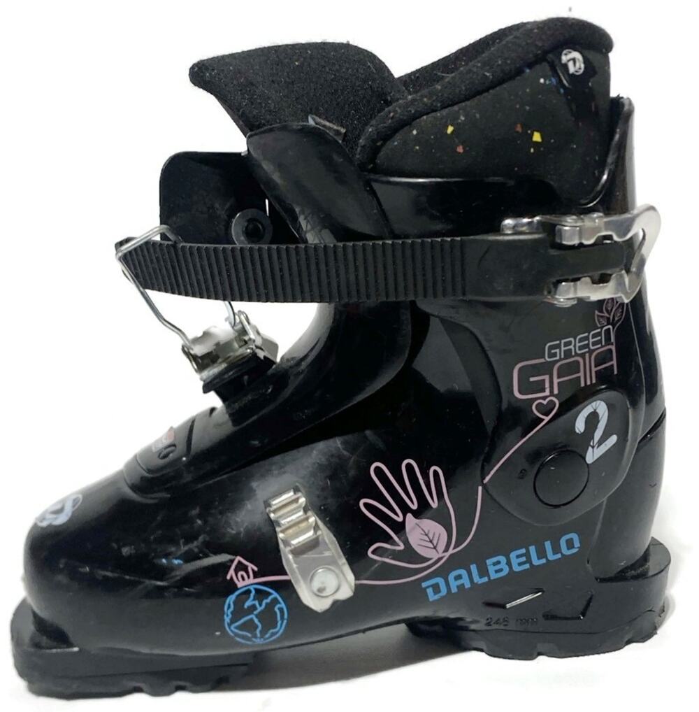 Dalbello Green Gaia 2 GW Youth Ski Boots Size 6.5 Black 2-Buckle GripWalk Junior